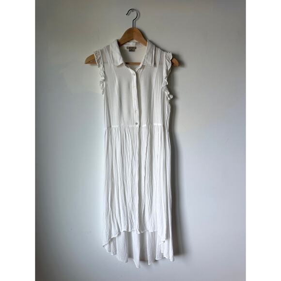 Anthropologie Yolanda Ivory Pleated Tunic Sleeveless Button Up Blouse Women's XS - Picture 2 of 10